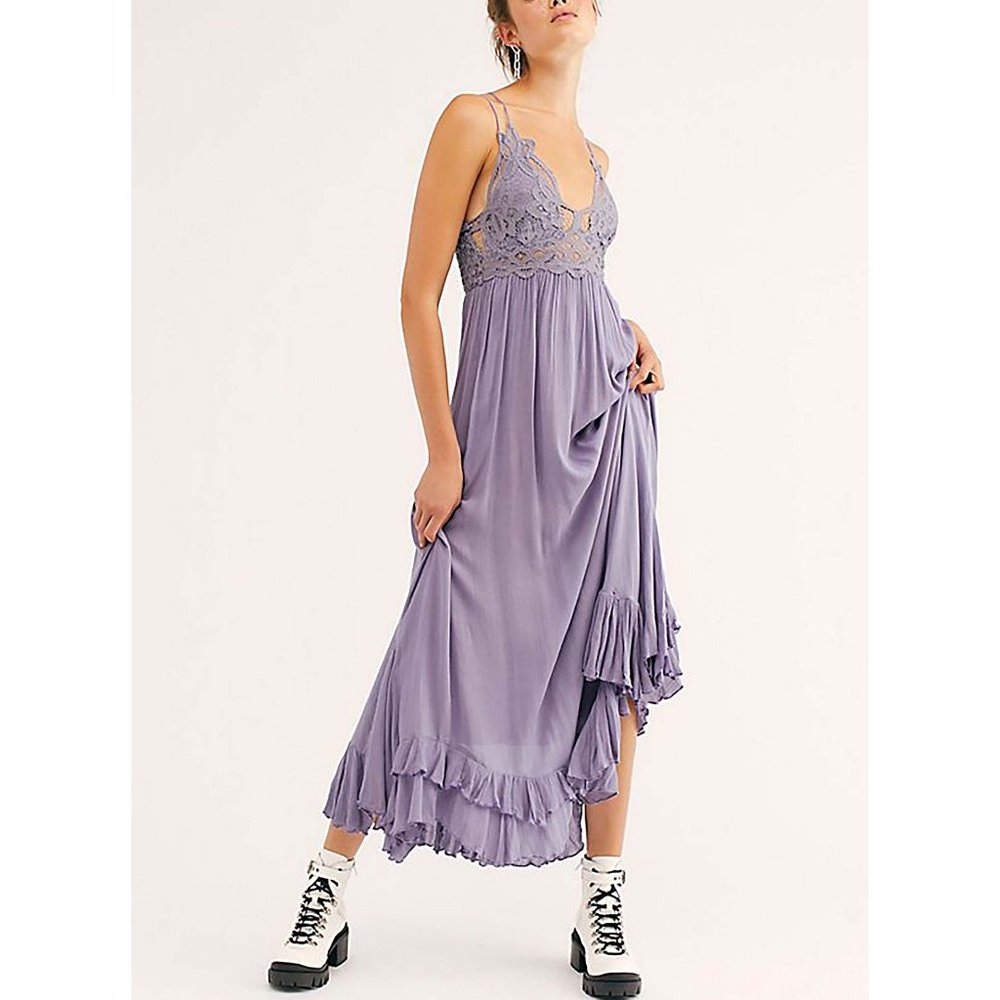 🎉LAST CHANCE🎉 NWT Free People Adella Maxi Slip / Charcoal